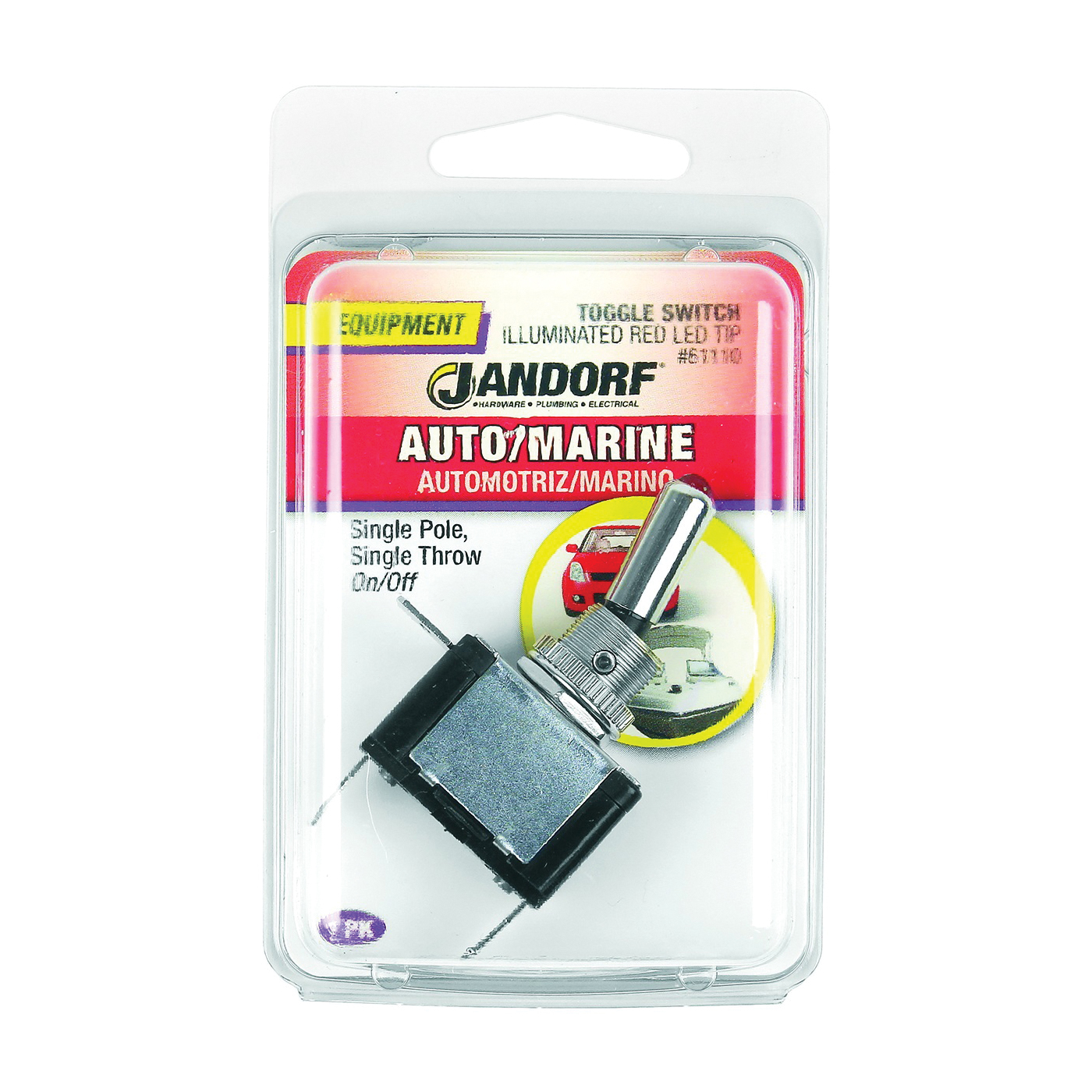 61110 Switch, 20 A, 12 VDC, SPST, Tab Terminal, Red