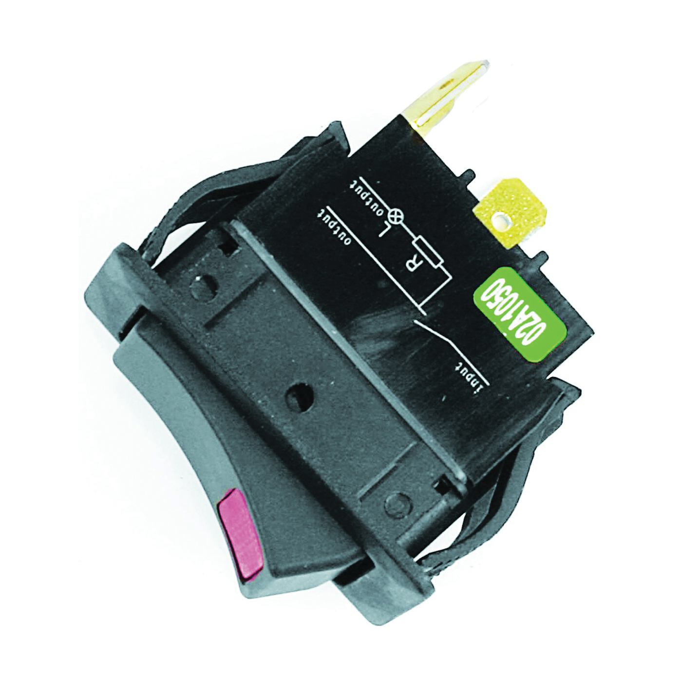 61126 Rocker Switch, 15/20 A, 125/250 V, SPST, Tab Terminal, Black/Red