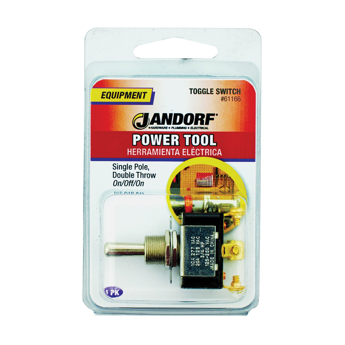 61166 Switch, 15/20 A, 125/277 V, SPDT, Screw Terminal, Brass