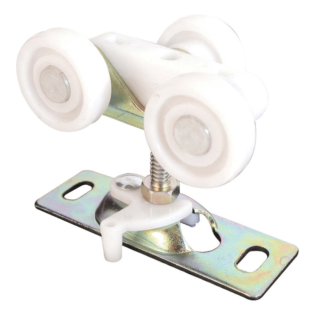N 6848 Door Roller, 1 in Dia Roller, 1-1/4 in W Roller, Steel, Silver, 3-Roller, 60 lb, Top Center Mounting