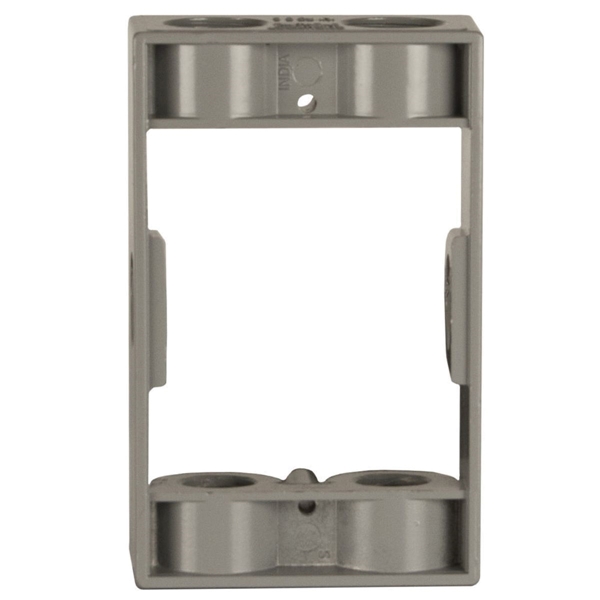 Hubbell 5400-0 Extension Adapter, 5-1/4 in L, 3-1/2 in W, 1-Gang, 6-Knockout, Die-Cast Aluminum, Gray, Powder-Coated - 2