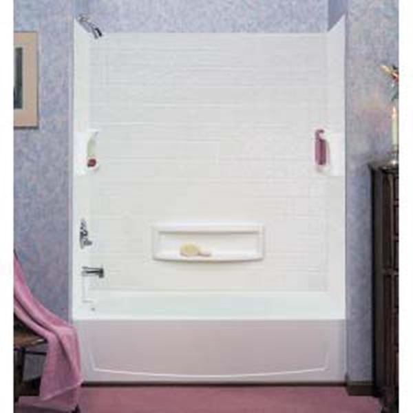 DELTA Distinction 39094-HD Bathtub Wall Set, 60 in H, 55-3/4 to 60 in W, Polycomposite, White, Adhesive Installation - 3