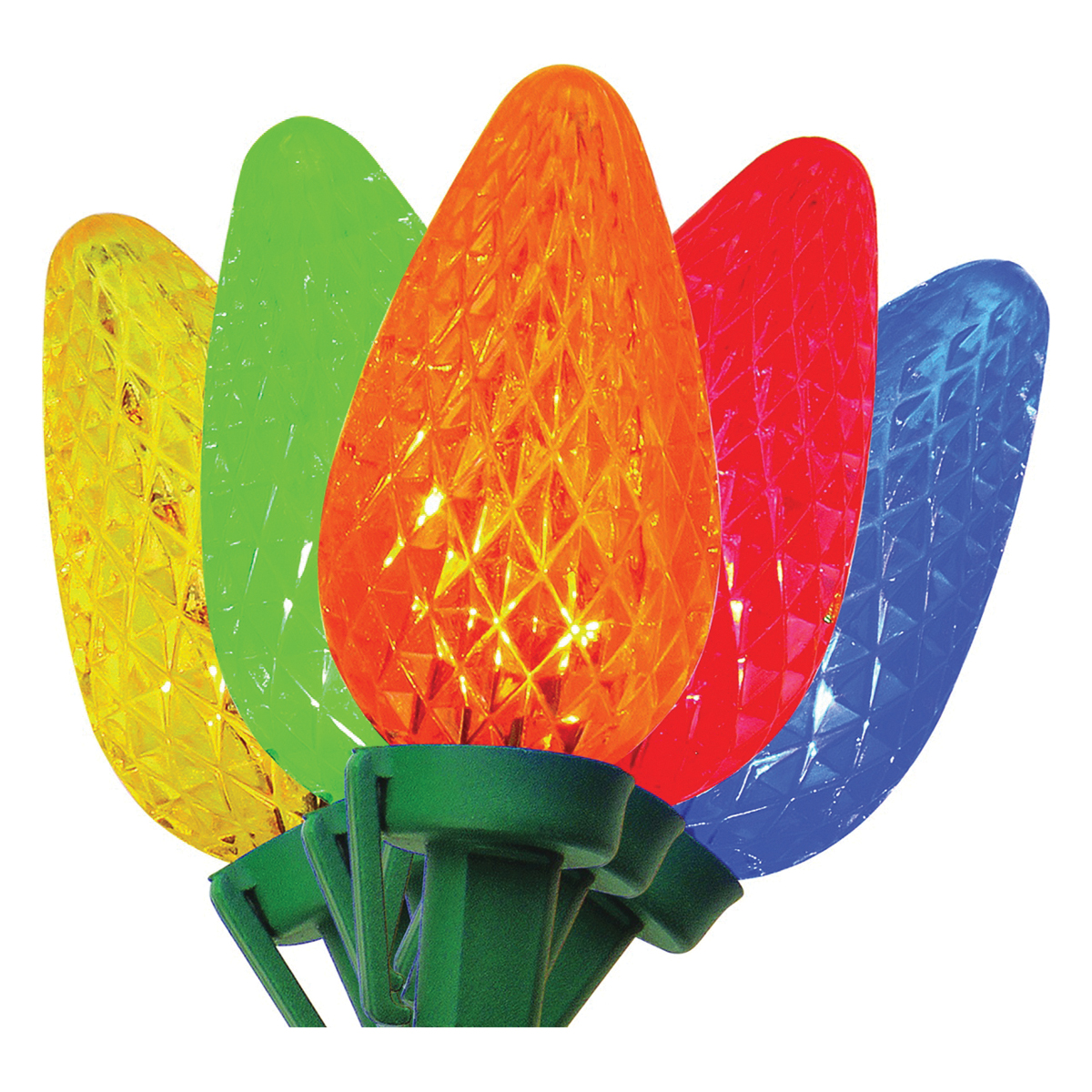 V47657-49 Light Set, Christmas, 120 V, 2.4 W, 25-Lamp, LED, Blue/Green/Orange/Red/Yellow, 17 ft L