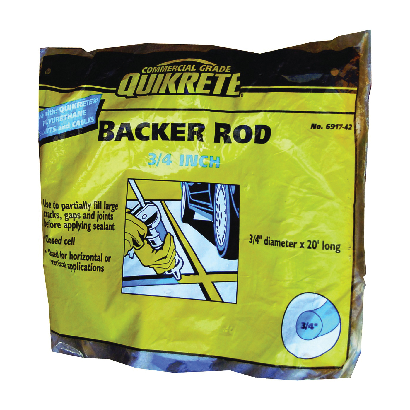 6917-42 Backer Rod, 3/4 in Dia, 20 ft L, Polyurethane