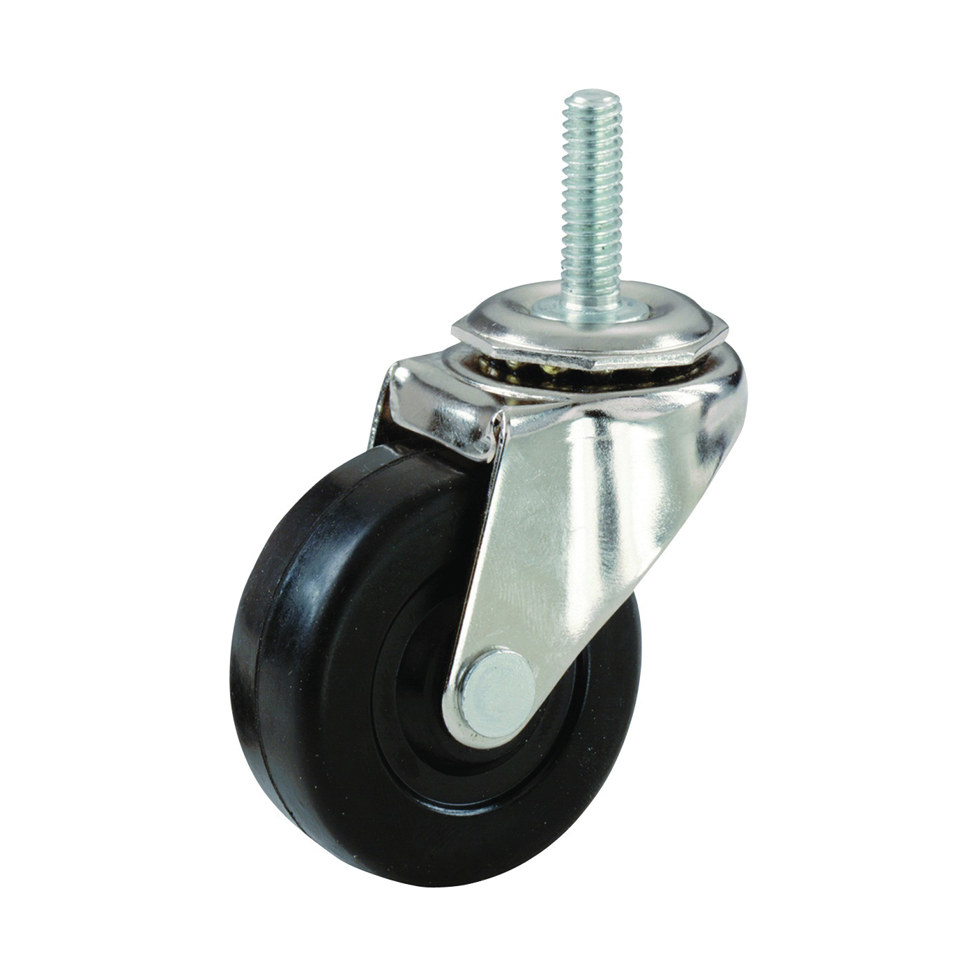 9195 Threaded Stem Caster, 3 in Dia Wheel, Rubber Wheel, Black, 90 lb