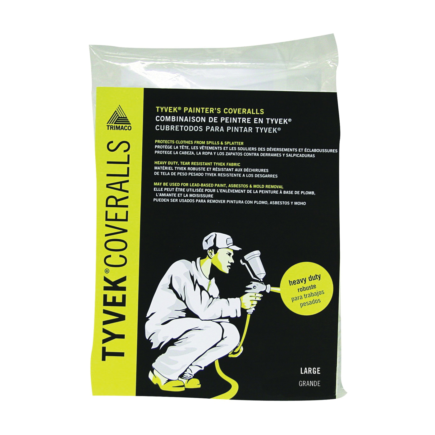 14122 Professional Painter's Coverall, L, Zipper Closure, Tyvek, White