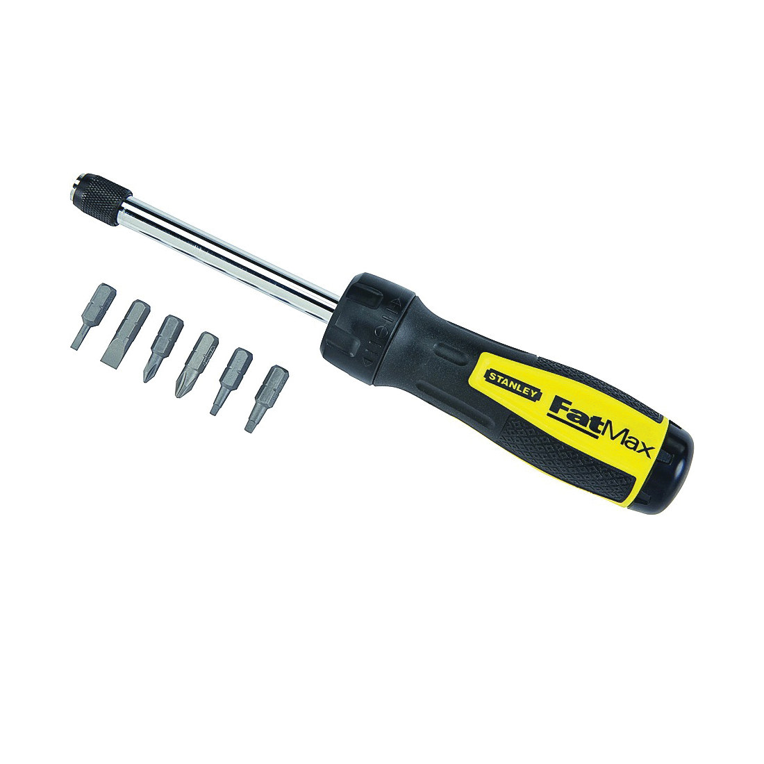 69-189 6-in-1 Ratcheting Screwdriver, 1/4 in Drive, 8-3/4 in OAL, Rubber Handle, Ergonomic Handle