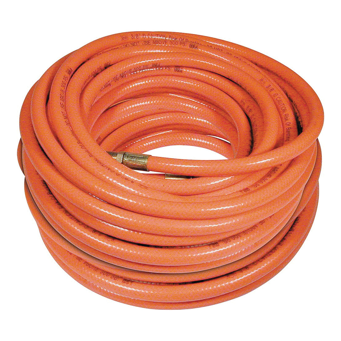 576-100A-5 Air Hose, 3/8 in OD, 100 ft L, MNPT, 300 psi Pressure, PVC, Orange