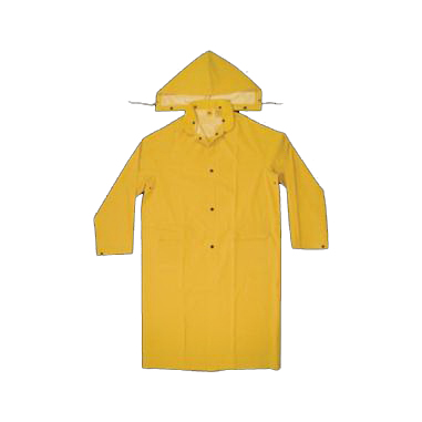 CLIMATE GEAR Series R105X Protective Coat, XL, PVC, Yellow, Detachable Collar, Snap Front Closure