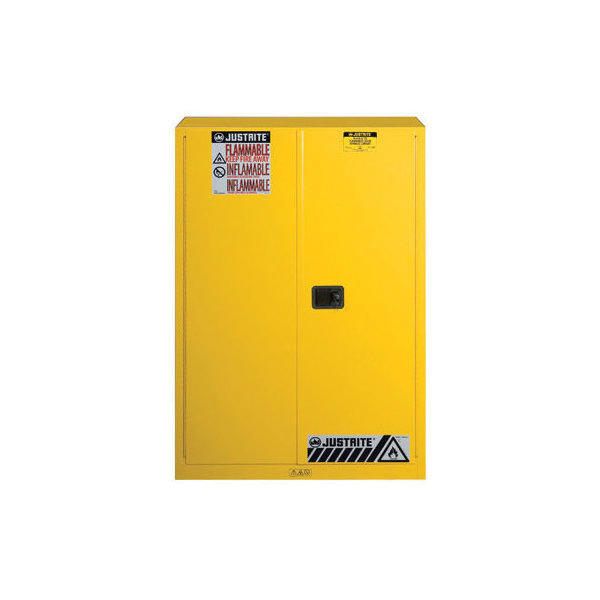 894500 Safety Cabinet, 45 gal, 43 in OAW, 65 in OAH, 18 in OAD, 2 -Shelf, Steel, Yellow