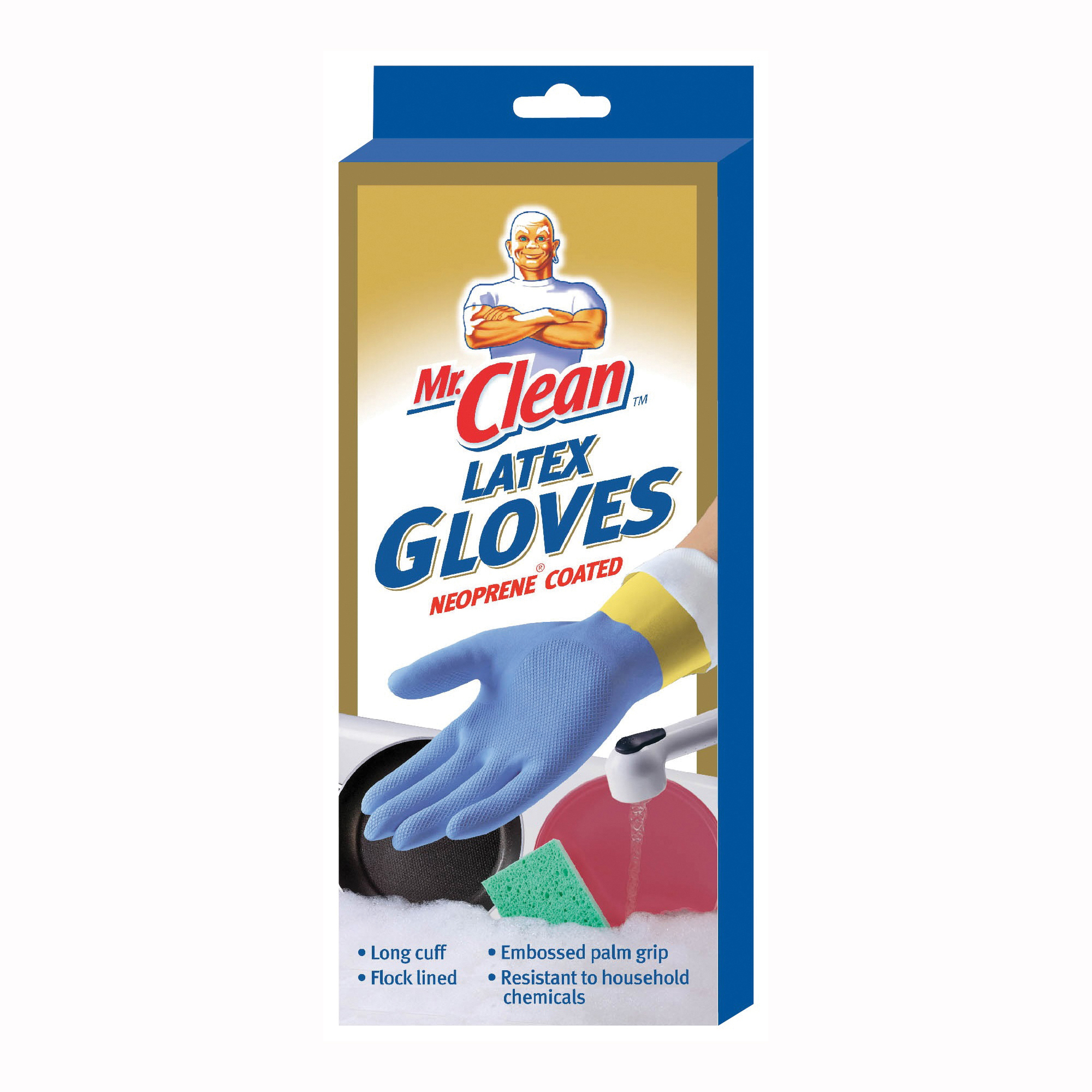 11953 Heavy-Duty Household Protective Gloves, L, 18.13 in L, Long Cuff, Natural Late, Blue