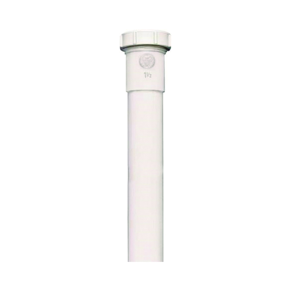 PP55-12W Pipe Extension Tube, 1-1/2 in, 12 in L, Slip-Joint, Polypropylene, White