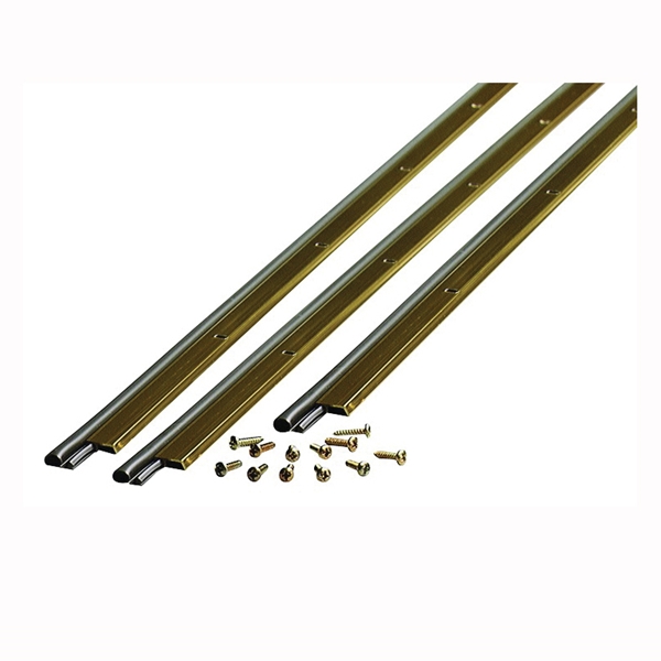 Building Products 01271 Jamb Weatherstrip, 7/8 in W, 3/16 in Thick, 84 in L, Aluminum/Vinyl, Bright Gold