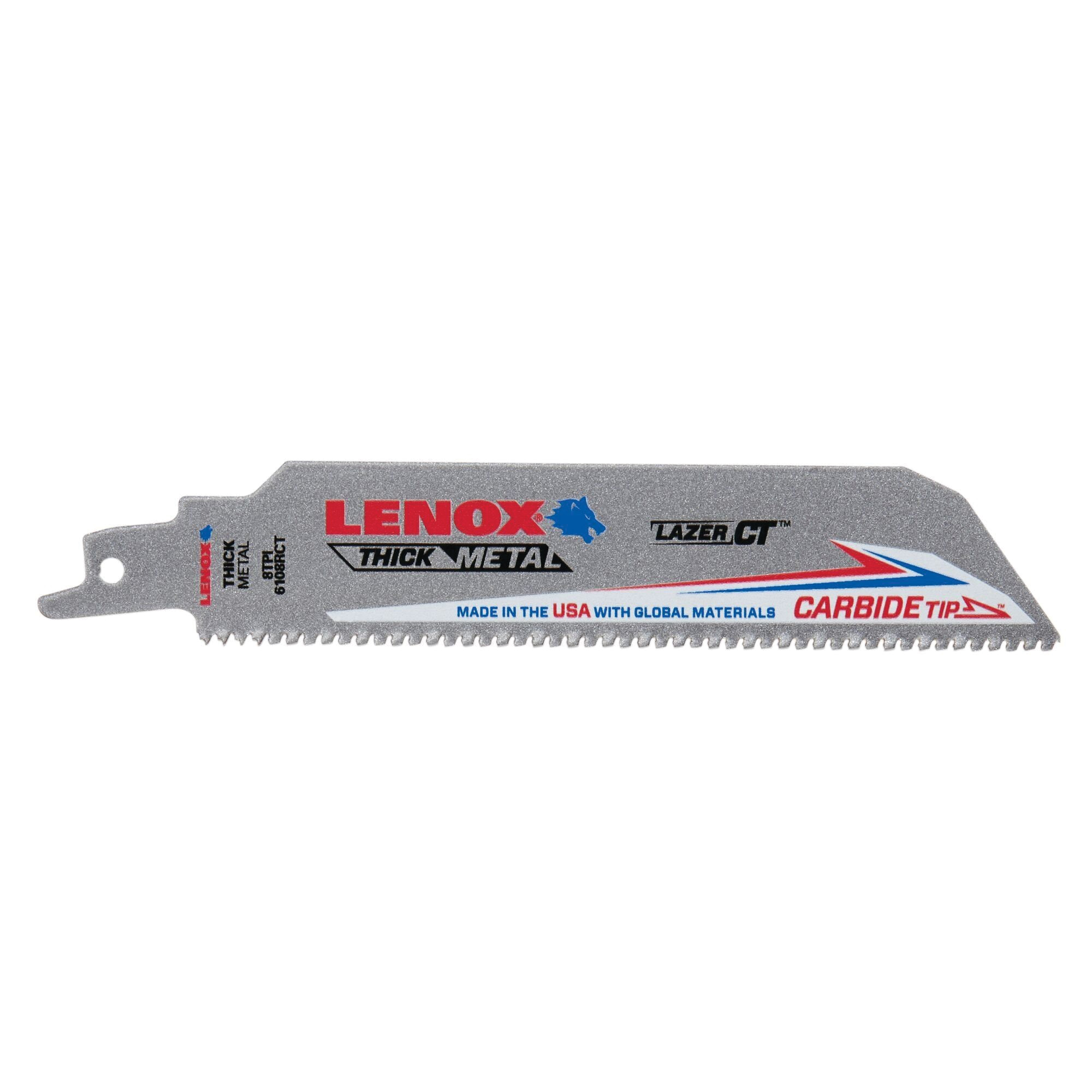 LAZER CT 2014220 Reciprocating Saw Blade, 1 in W, 6 in L, 8 TPI, Carbide Cutting Edge