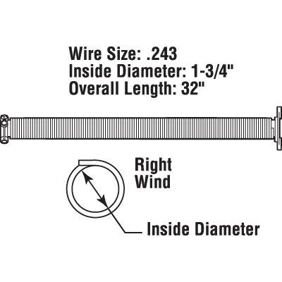 Prime-Line GD 12228 Torsion Spring, 1-3/4 in ID, 2 in OD, 32 in OAL, Carbon Steel, Plain - 2