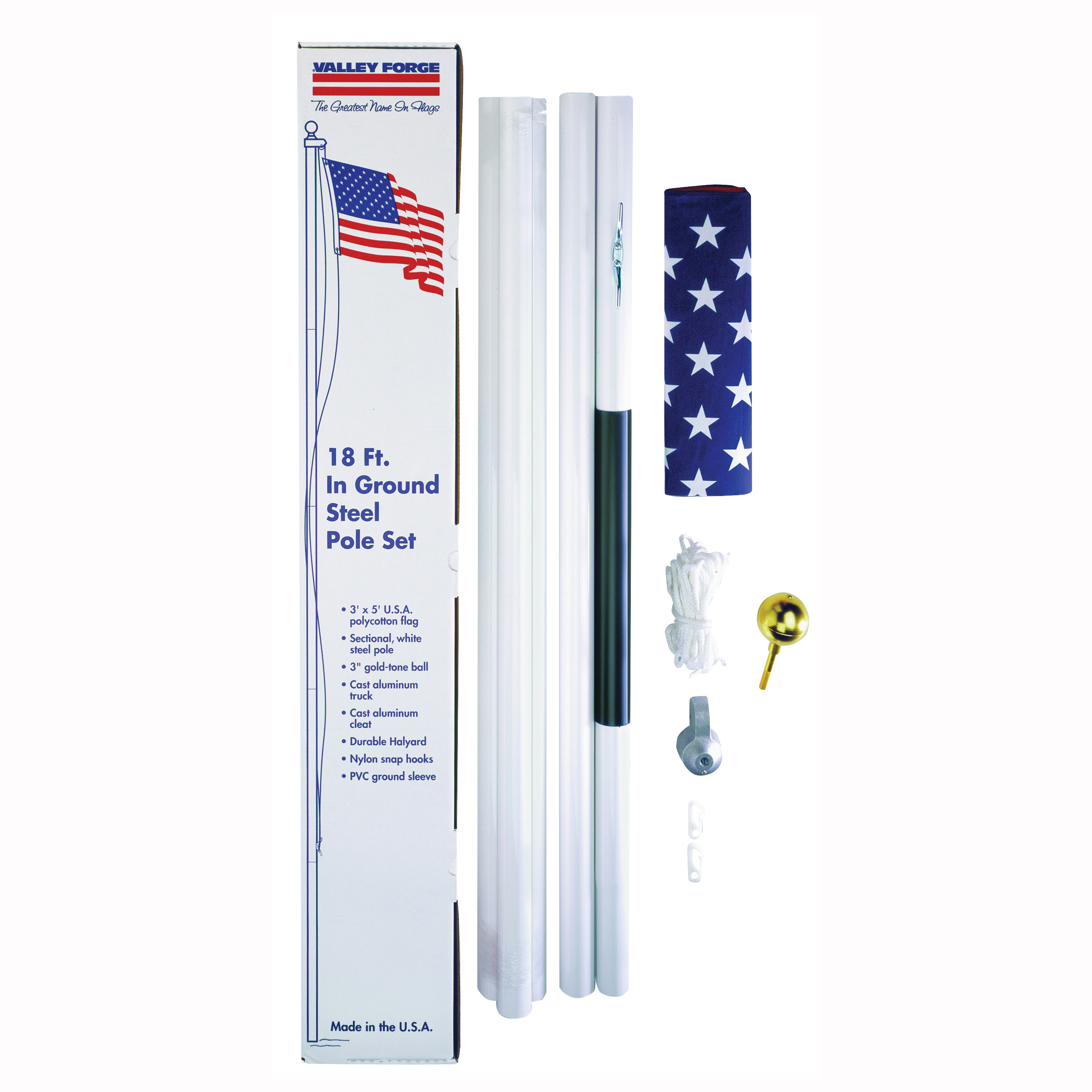 SFP18F-S In-Ground Pole Kit, 3 ft W, 5 ft H, Polycotton