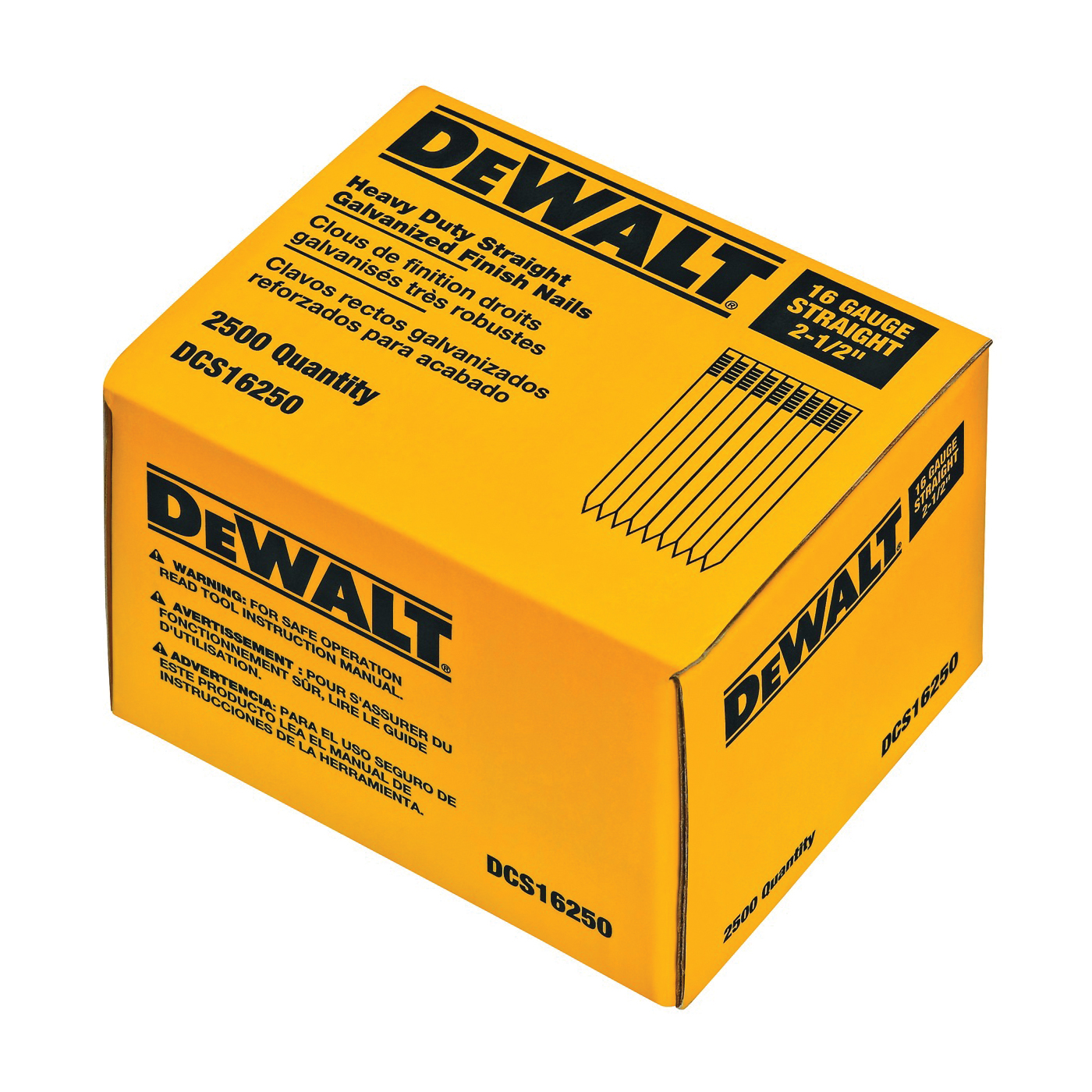 DCS16200 Finish Nail, Glue Collation, 2 in L, 16 Gauge, Steel, Suitable for: DWFP71917 Pneumatic Nailer