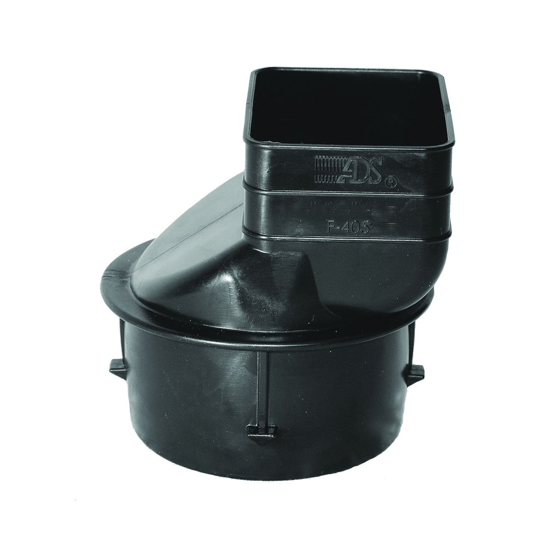 0364AA Single Wall Downspout Adapter, 3 x 2-1/4 x 2-1/2 in Connection, Pipe End, Polyethylene, Black
