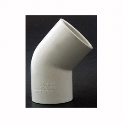 435481 Pipe Elbow, 1/2 in, Socket, 45 deg Angle, PVC, White, SCH 40 Schedule, 150 psi Pressure