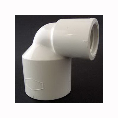 435515 Reducing Pipe Elbow, 3/4 x 1/2 in, Socket x FPT, 90 deg Angle, PVC, White, SCH 40 Schedule, 150 psi Pressure