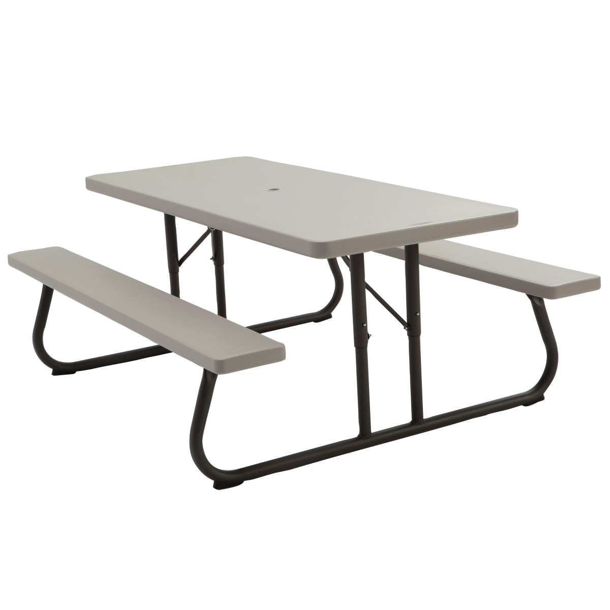 60110 Picnic Table, 30 in W, 72 in D, 29 in H, HDPE Table, Rectangle Table, Brown, Foldable