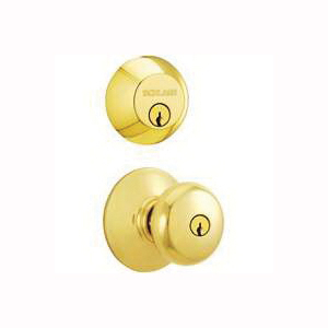 FB52NVPLY505 Knob Lockset, Mechanical Lock, Knob Handle, Round Design, Bright Brass, 1 Grade, Metal