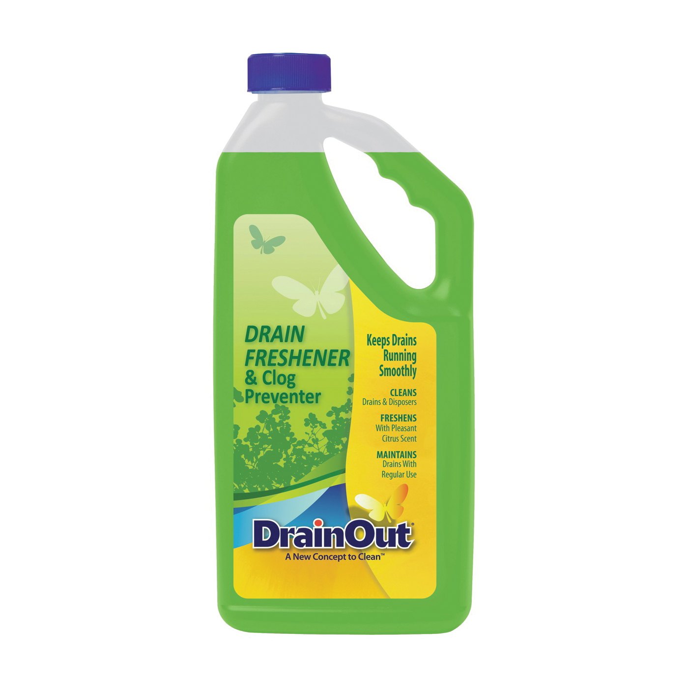 DOF0632N Drain Cleaner and Freshener, Liquid, Green, Citrus, 32 oz Bottle