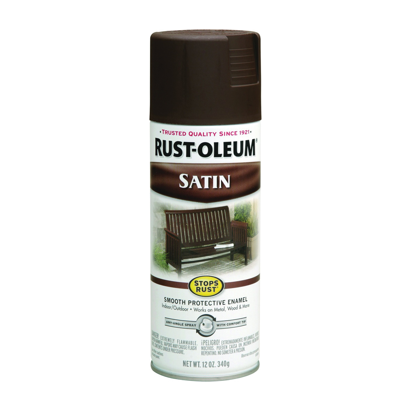 241239 Rust Preventative Spray Paint, Low Satin, Dark Brown, 12 oz, Can