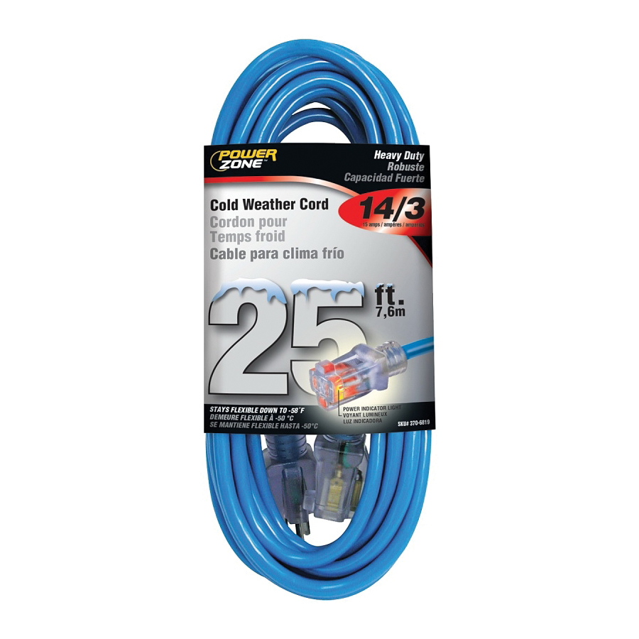 ORCW511725 Extension Cord, 14 AWG Cable, 5-15P Grounded Plug, 5-15R Grounded Receptacle, 25 ft L, 125 V, Blue