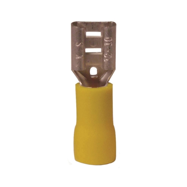 20-145F Disconnect Terminal, 600 V, 12 to 10 AWG Wire, 1/4 in Stud, Vinyl Insulation, Yellow
