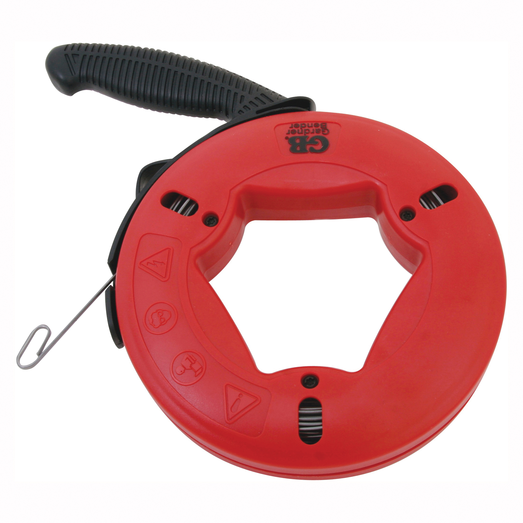 UpperHand Series FTS-65R Fish Tape, 1/8 in Tape, 65 ft L Tape, Carbon Steel Tape, Red Case