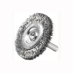 36412 Wire Wheel Brush, 2 in Dia, 1/4 in Arbor/Shank, Steel Bristle