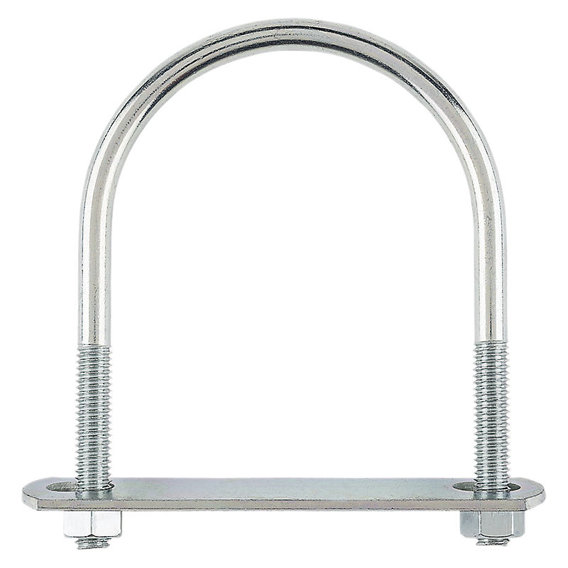 N222-224 U-Bolt, 3/8-16 Thread, 2-1/2 in L Thread, Steel, Zinc