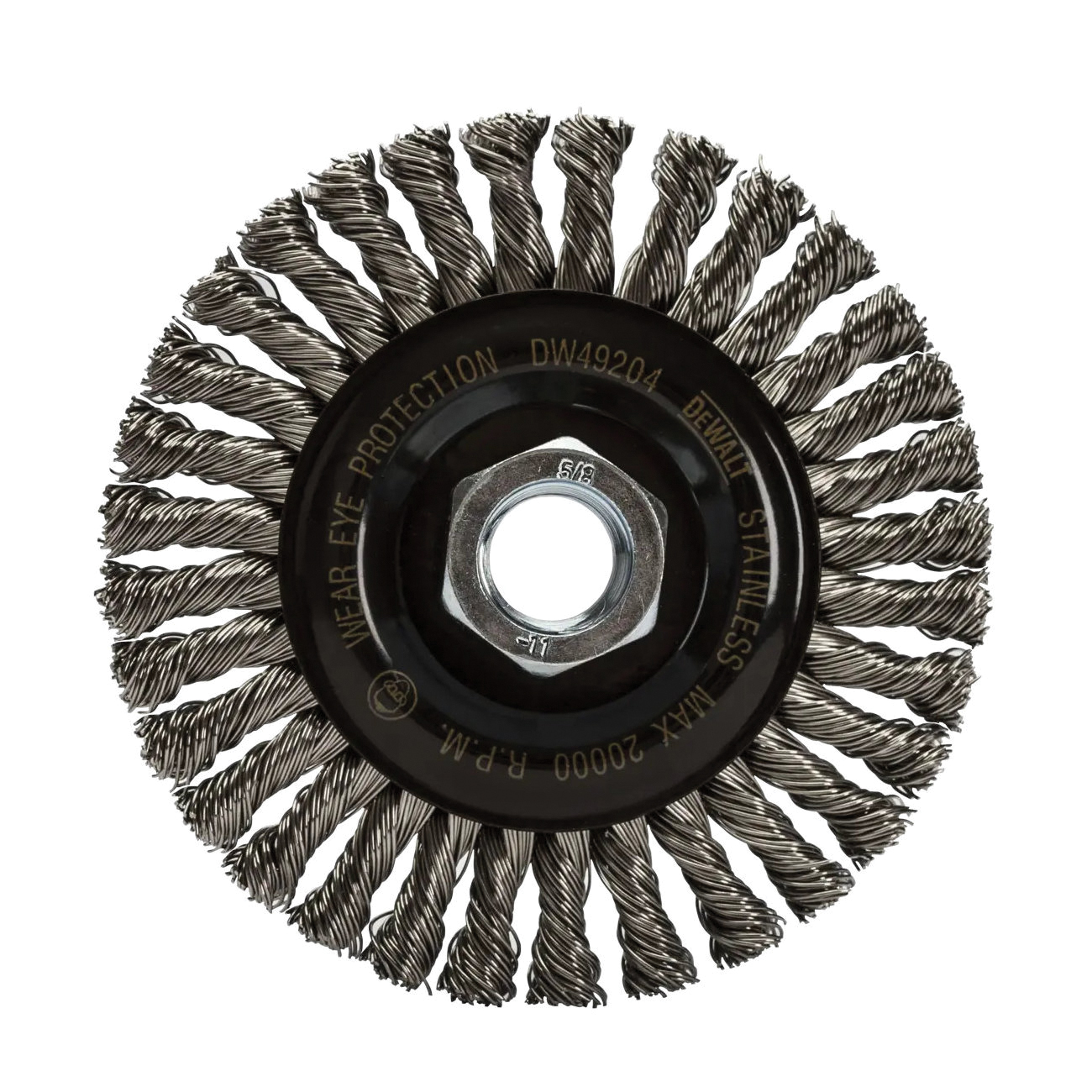 HP DW49204 Wire Wheel Brush, 4 in Dia, 5/8-11 Arbor/Shank, Stringer Bead Bristle, 0.02 in Dia Bristle