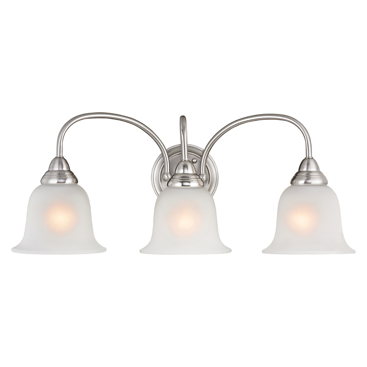 LYB130928-3VL-BN Vanity Light Fixture, 60 W, 3 -Lamp, CFL Lamp, Steel Fixture, Brushed Nickel Fixture