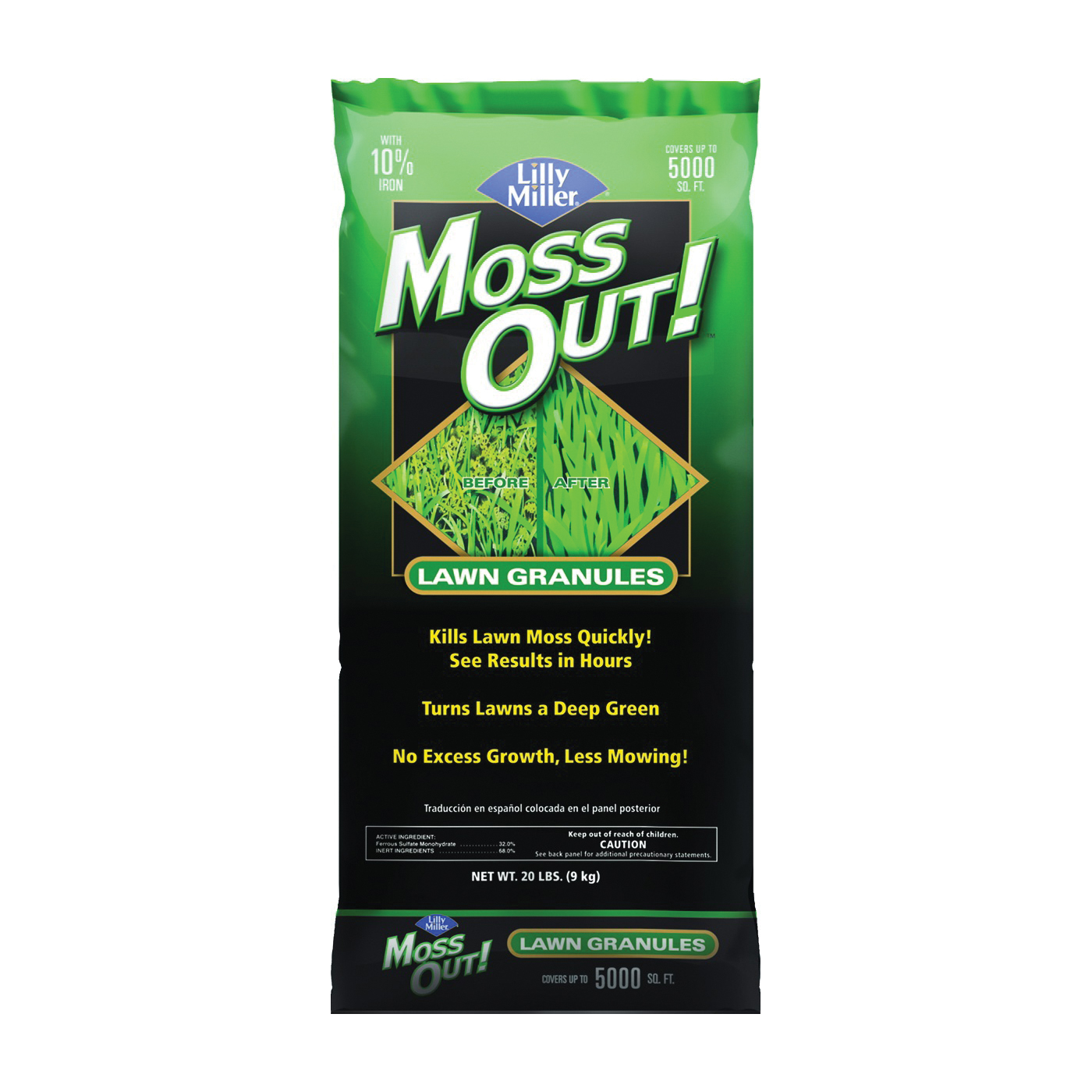 100099164 Moss and Algae Killer, Granular, Black/Gray, 20 lb