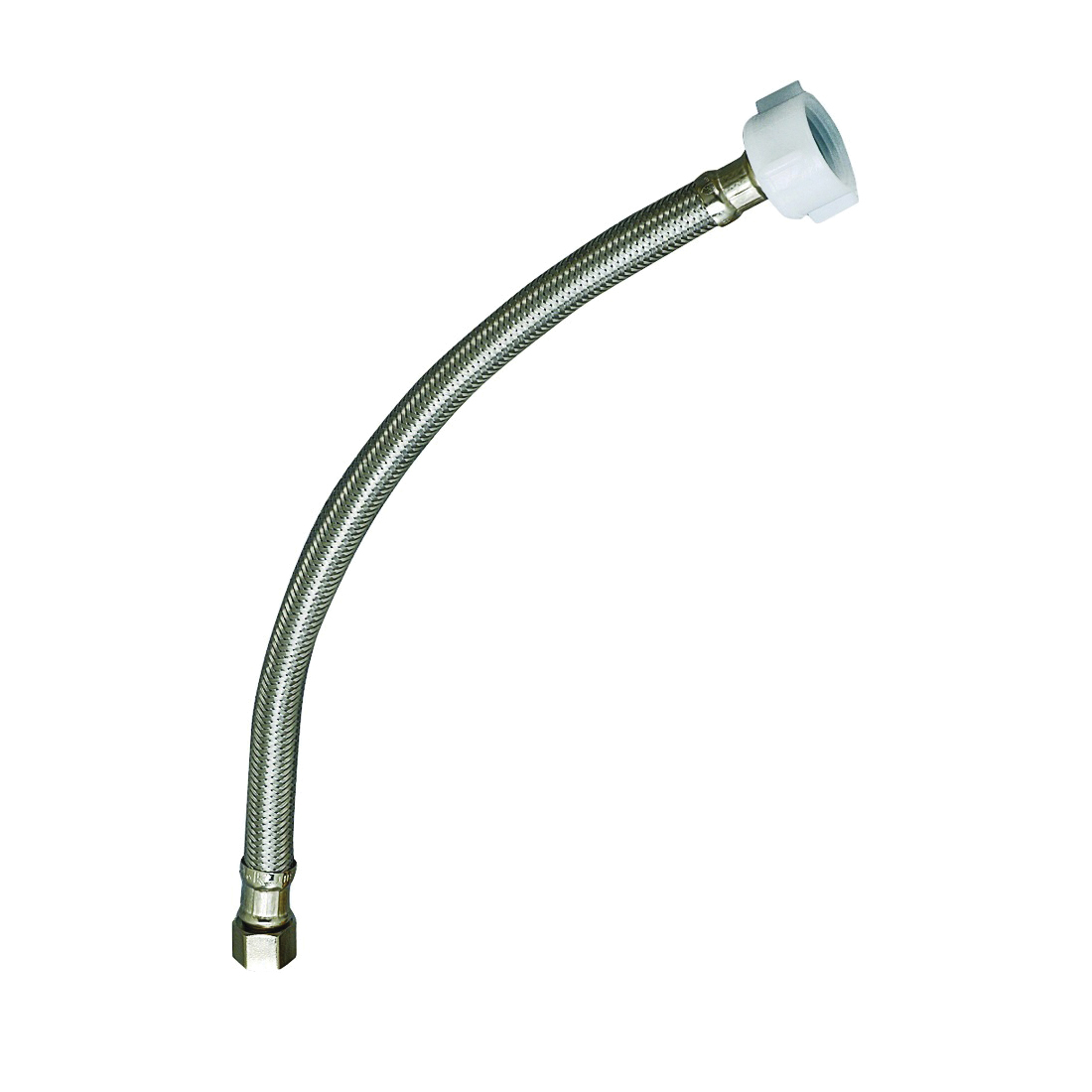 EZ Series PP23844 Toilet Supply Tube, 1/2 in Inlet, Compression Inlet, 7/8 in Outlet, Ballcock Outlet, Stainless Steel, 16 in L