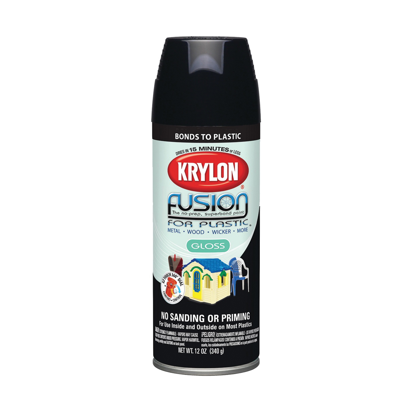 Krylon K02321007 Spray Paint, Gloss, Black, Can