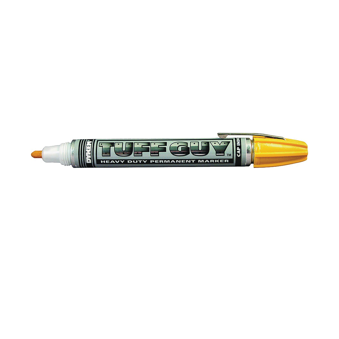 TUFF GUY 44401 Medium Permanent Ink Marker, #38 Tip, Yellow, Aluminum Barrel