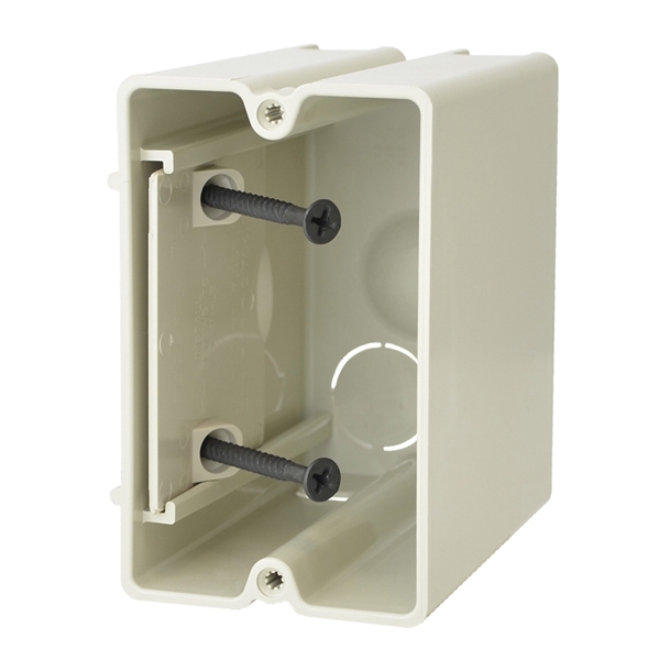 SB-1 Electrical Box, 1-Gang, 2-Outlet, 1-Knockout, 1/2 in Knockout, PVC, Beige/Tan, Screw, Wall