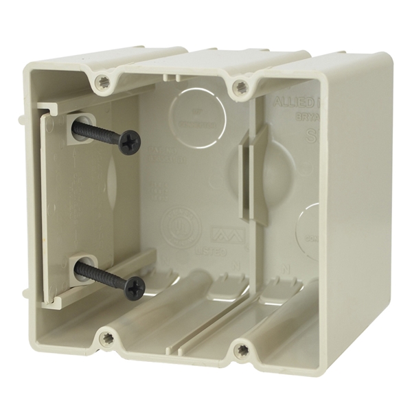 SB-2 Electrical Box, 2 -Gang, 4 -Outlet, 2 -Knockout, 1/2 in Knockout, Polycarbonate, Beige/Tan