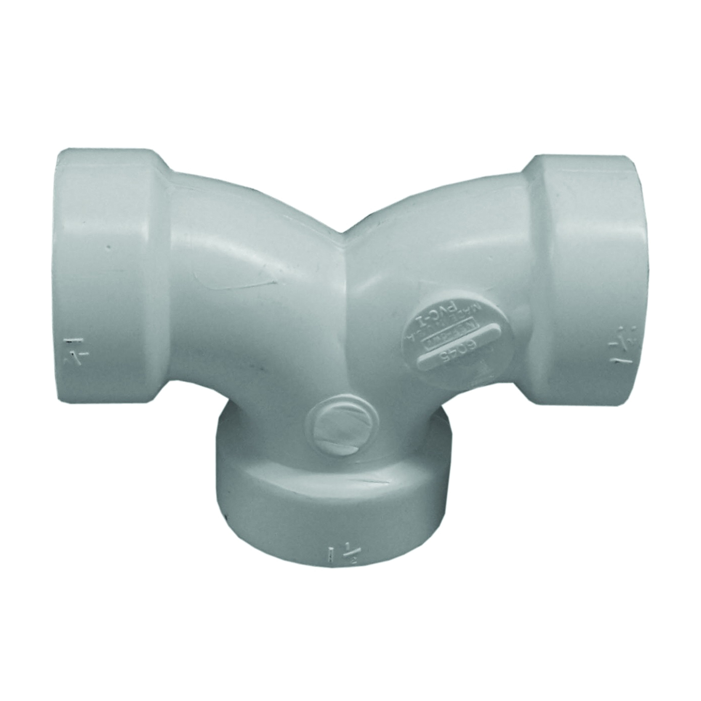 700 Series 70716 Double Pipe Elbow, 1-1/2 in, Hub, 90 deg Angle, PVC, SCH 40 Schedule