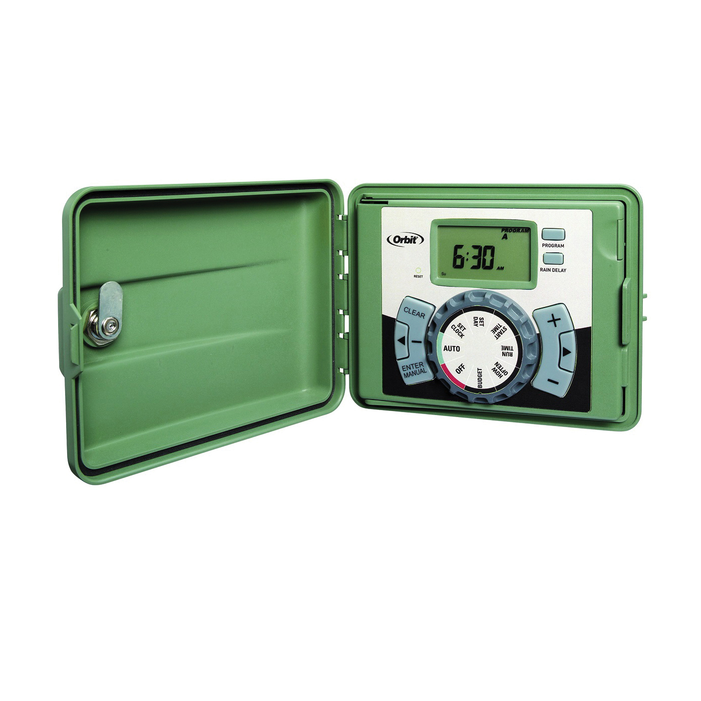 57900 Swing Door Timer, 24 V, 12-Zone, 3-Program, LCD Display, Plug-and-Go Mounting, Green