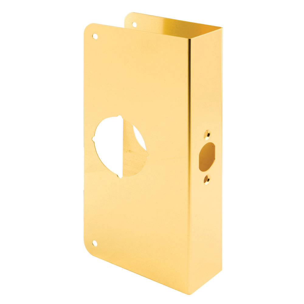 U 9550 Lock and Door Reinforcer, 2-3/4 in Backset, 1-3/4 in Thick Door, Brass, Bright Brass, 9 in H