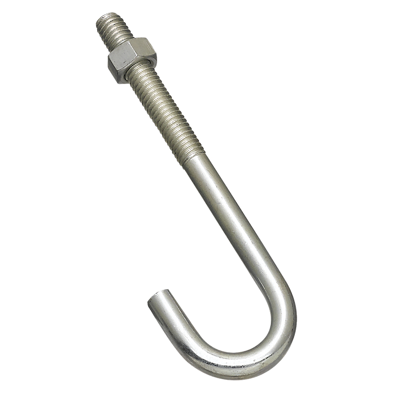 2195BC Series N232-959 J-Bolt, 3/8 in Thread, 2-1/4 in L Thread, 5 in L, 225 lb Working Load, Steel