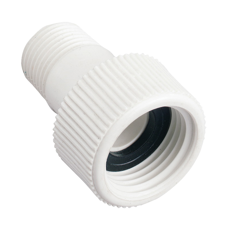 53365 Hose-To-Pipe Adapter, 1/2 x 3/4 in, MNPT x FHT, PVC, White