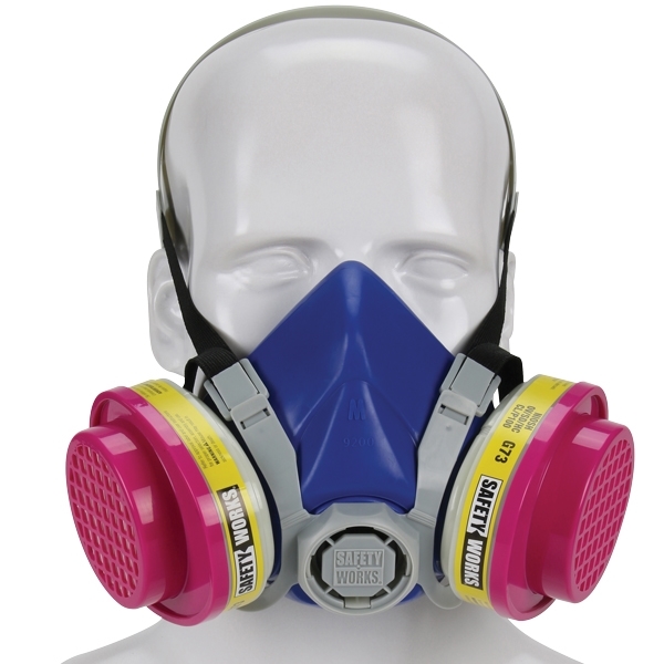 SWX00320/817663 Multi-Purpose Half Mask Respirator, M Mask, P100 Filter Class, Blue