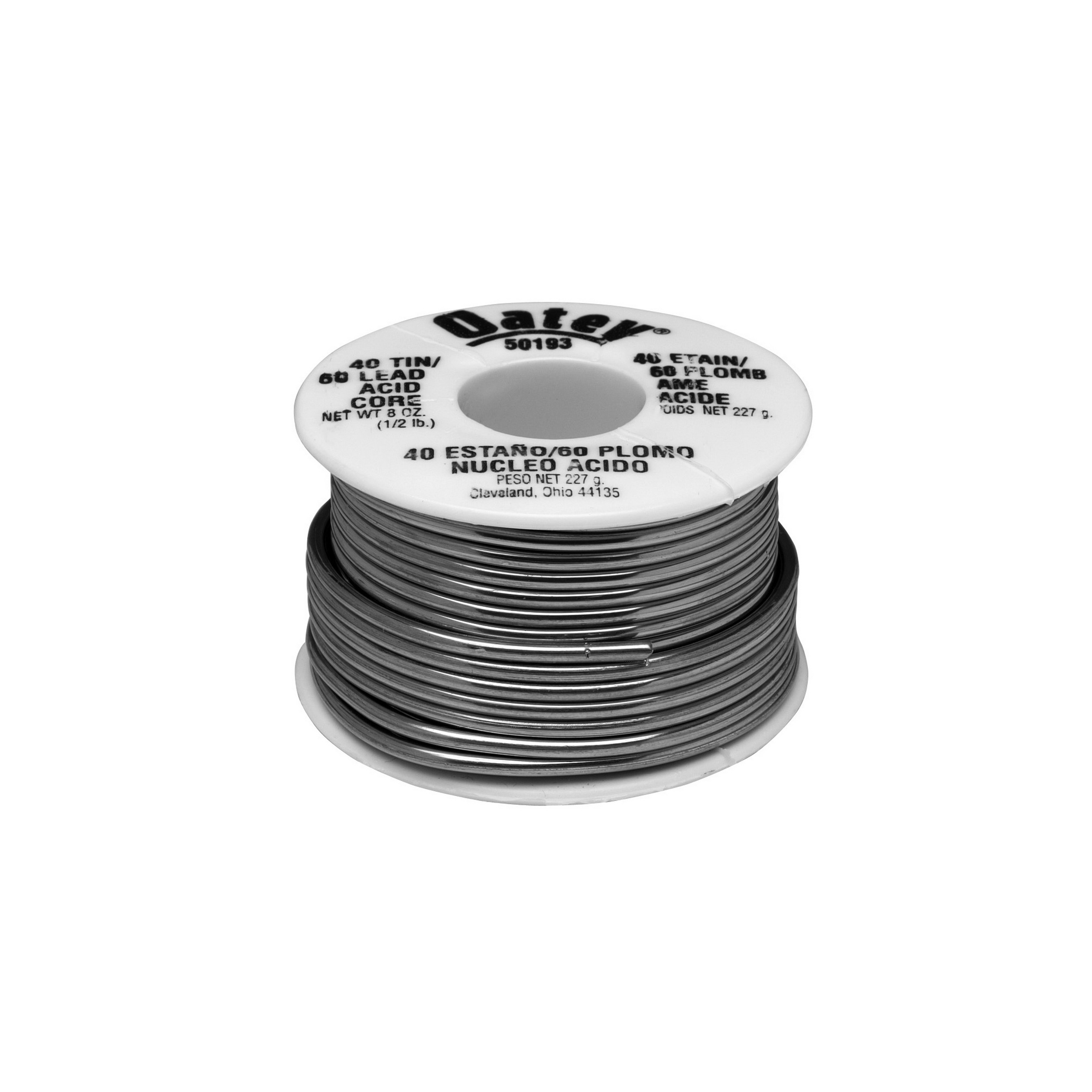 Oatey 50193 Acid Core Wire Solder, 1/2 lb, Solid, Silver, 360 to 460 deg F Melting Point - 4