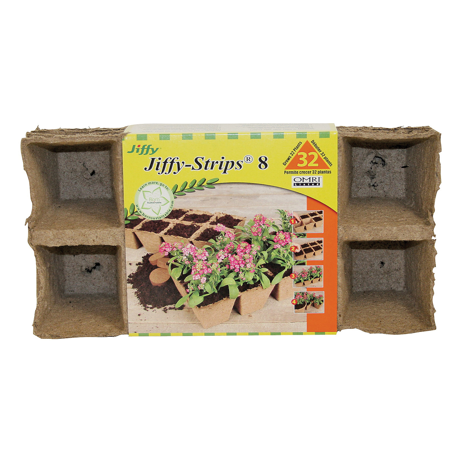 JS32 Peat Pot Strip, 32 -Cell, Peat Moss, Brown