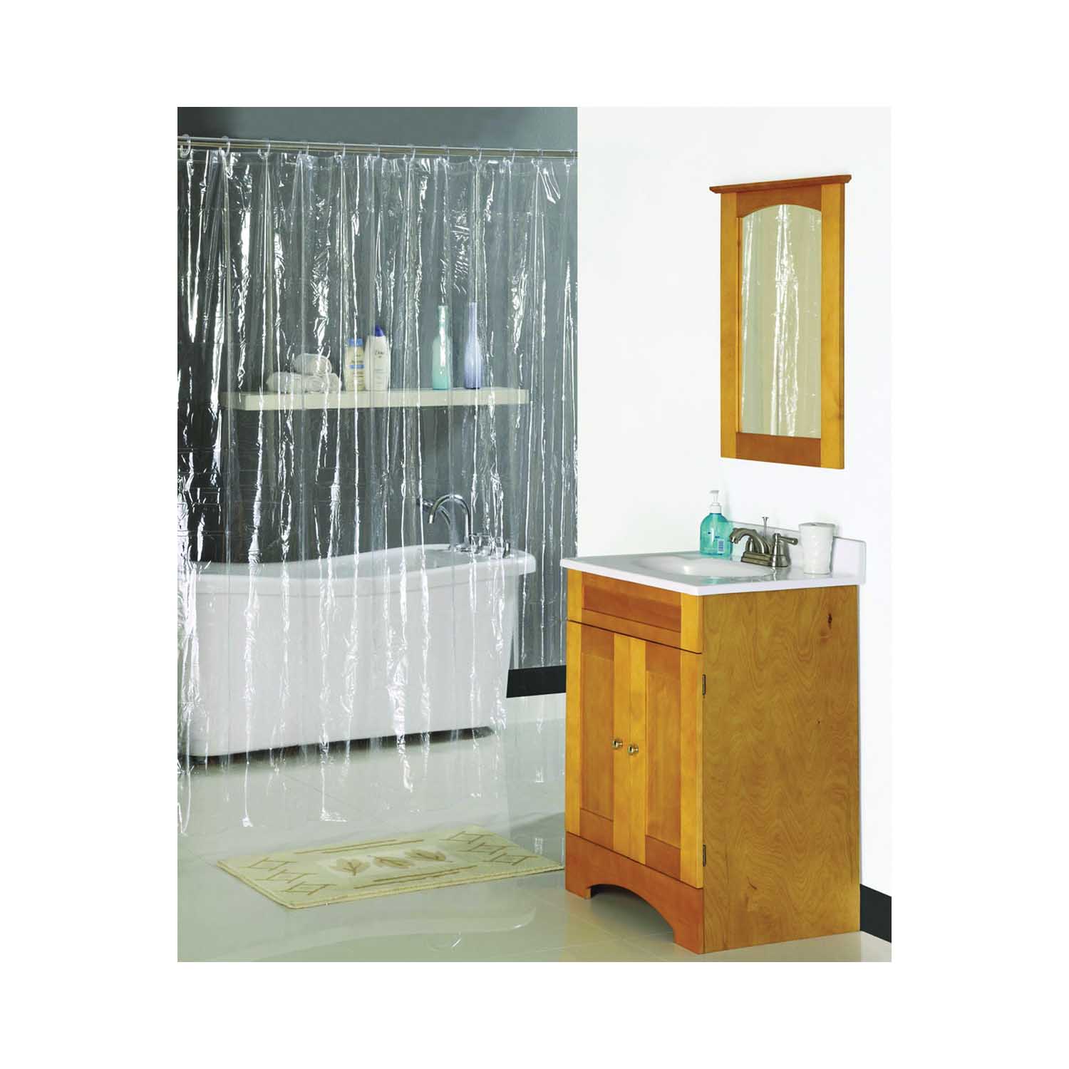 SD-PCP01-C3L Shower Curtain, Vinyl, Clear, Clear